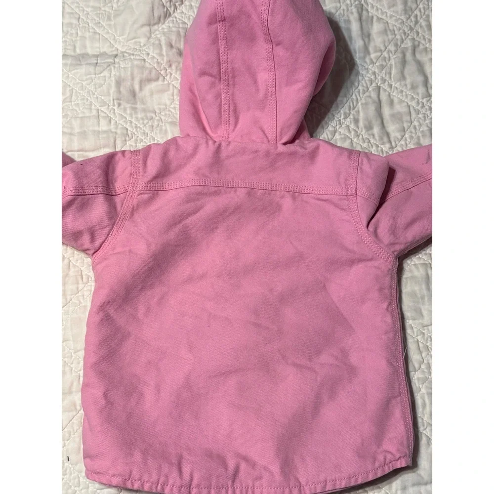 Carhartt Hooded Jacket Kids Pink Sherpa Lined Canvas Coat Toddler 2T